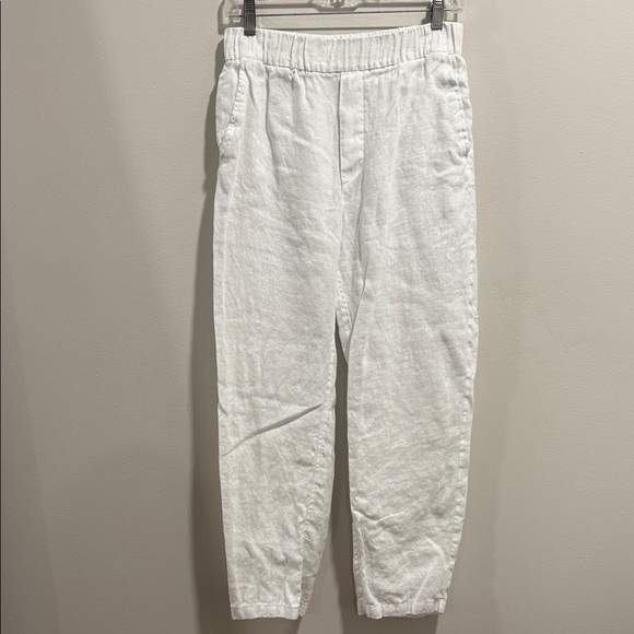 Zara Women's White Linen Casual Ankle Pants - Picture 1 of 5